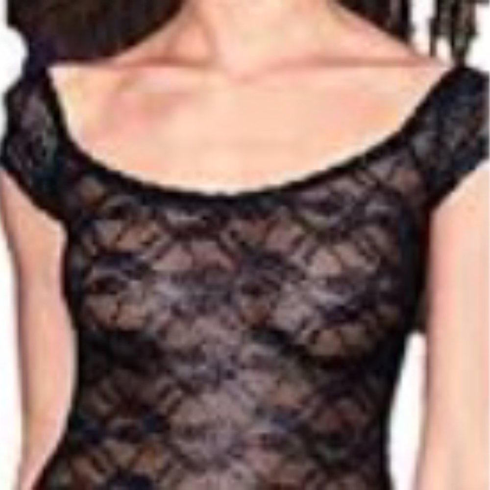 Shiny Black Lace Lingerie Body Suit - Picture 8 of 8